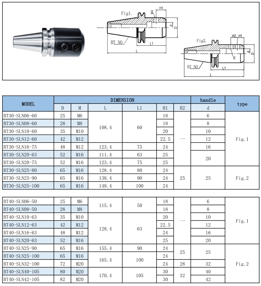 Weldon End Mill Holders BT30/BT40/BT50-SLN Milling Tool Holder